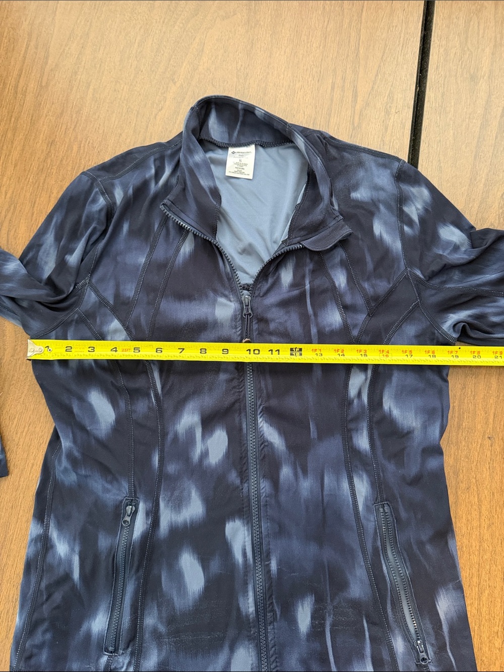 Women's Navy Printed Zip-Up Jacket